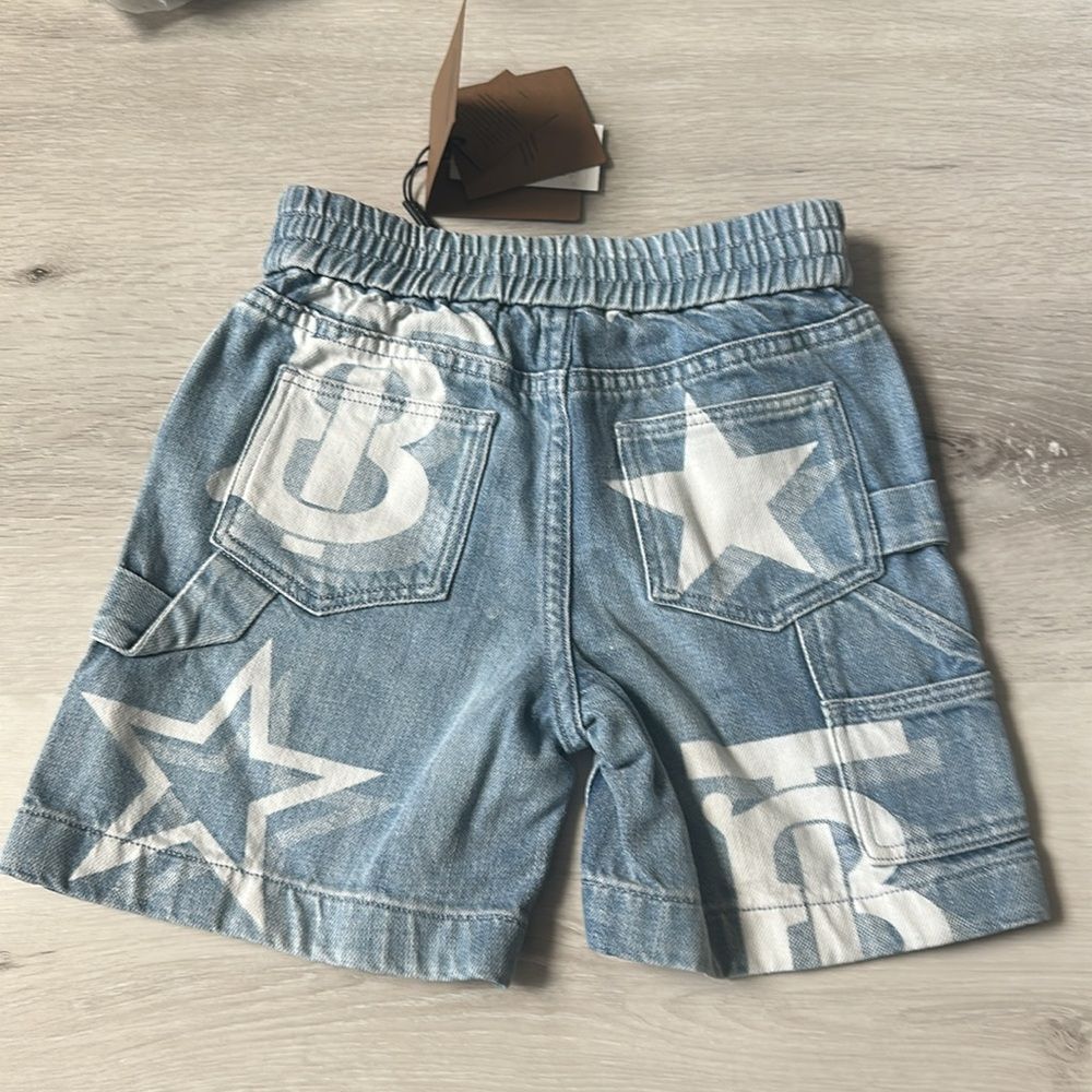 Burberry Kids Blue TB Star Print Denim Shorts blue size 4 NWT - Picture 9 of 9